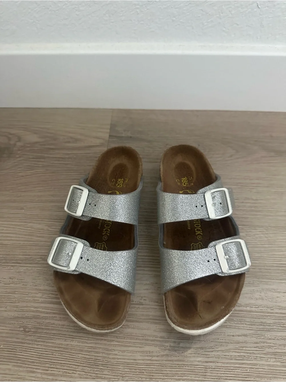 Birkenstock Kids Glittery Silver sparkle Sandals Arizona